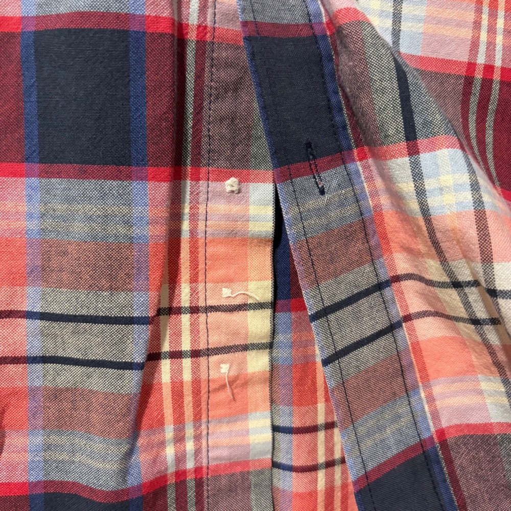 Cinch Mens XL Short Sleeve Plaid Button Shirt Red Navy Miller Style *See‎ Desc - Picture 7 of 10